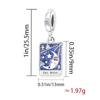 925 Sterling Silver Dangle Charm Fit Women Bracelet And Necklaces Jewelry | Medallion Pendants Beads Jewelry Charms for Women Fashion Gift Family Friends Mother's Day - color: Tarot Cards Moon Dangle Charm M1409