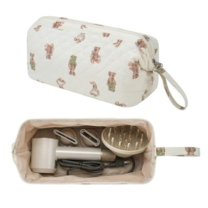 TeeYee Nylon Hair Tools Travel Bag for Dyson Airwrap Quilted Toiletry Bag | Travel Storage Bag for Shark Flexstyle/Curling Iron,Water-repellent,Wide-open,Well-structured,Heat-safe lining,001bear - color: Bear