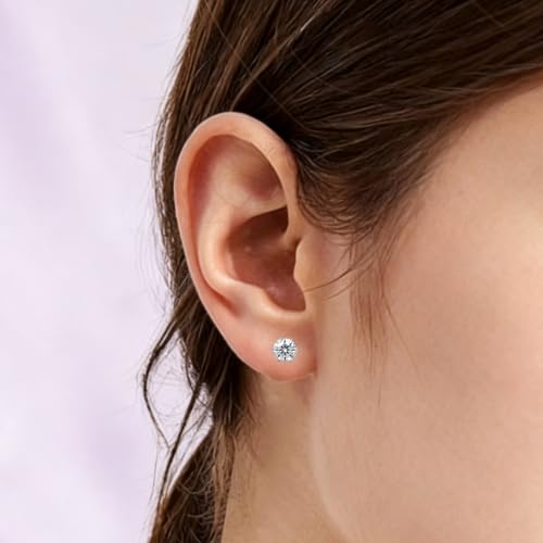 6/12 Pairs Silver Gold Stainless Steel Stud Earrings Set for Women Men | Hypoallergenic, 3 4 5 6 7 8 mm CZ, Lightweight, 14K Gold Plated Surgical 316L, Cubic Zirconia, Multiple Piercing Jewelry - color: Silver-6Pairs