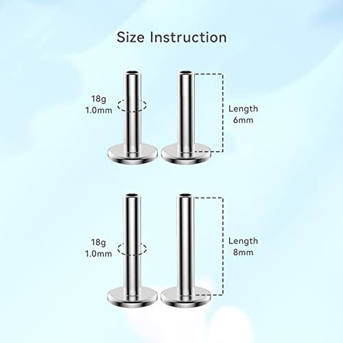 limerencia G23 Hypoallergenic 18g Flat Back Stud Earrings | F136 Implant Grade Titanium Pressfit Threadless Push Pop in Cartilage Helix Labret Lip Monroe Tragus Flat Back Piercing Studs - color: 3mm White CZ Silver