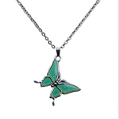 FM FM42 Temperature Sensing Color Changing Pendant Necklace with 19.29" Stainless Steel Rolo Chain - color: Butterfly