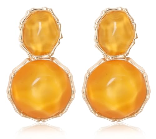 Resin Earrings for Women Acrylic Water Ripple Earring Boho Dangle Drop Earring - color: Yellow