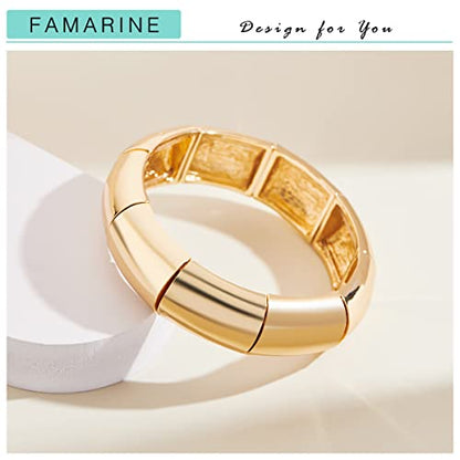 FAMARINE Gold Silver Chunky Bangle Bracelet for Women Men - style: Style J