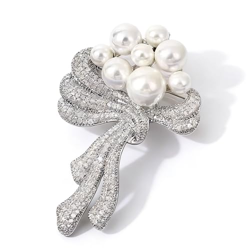 Luxury Camellia Flower Brooch, Sparkling Crystal & Rhinestone Pin with Teardrop Pendant for Women, Elegant Statement Jewelry for Wedding, Party, or Daily Wear - style: Scandinavian