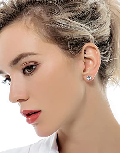 7 Pairs 18G 20G Stainless Steel Stud Earrings Round Cubic Zirconia Barbell Earring Set For Men Women 2MM-8MM Silver Tone - style: A:7 Pairs,Butterfly Backs,20G