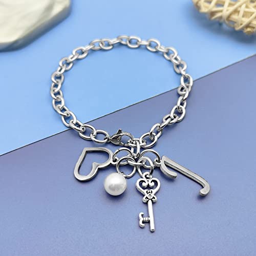 Initial A-Z Bracelets Gift for Women Girls Stainless Steel Chain Bracelet 26 Alphabet Jewelry Gifts for Birthday Anniversary Letter Bracelet Monogram Gifts for Sister Friend Girlfriends Mom 8.26 Inch - color: J