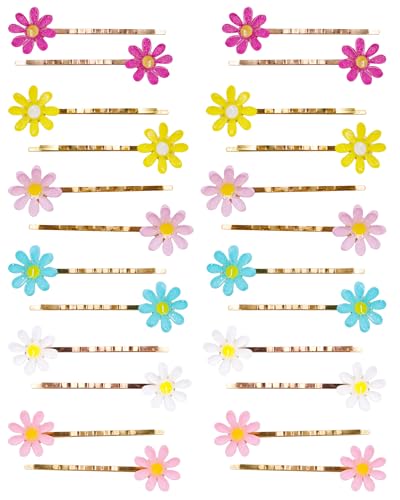 PinkSheep Bobby Pins, 24PCS, Flower Hair Clips for Girls, Women & Kids - Hair Accessories Metallic Finish - Non Slip - Versatile for Weddings, Prom, Birthdays - With Box