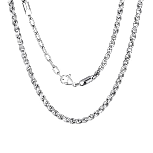 Stainless Steel Chain Necklaces,Rolo Chain Necklace for Men Women,Unique Fashion and Charm Jewelry, Silver Tone Chain,Stainless Steel Adjustable Link, Gifts for Friends/Husband/Dad - style: 1257