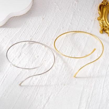 Minimalist Double Layered Open Cuff Anklet for Women 14K Gold Plated Adjustable Ankle Bracelet Chain Dainty Beach Holiday Fashion Jewelry Accessary - color: Silver