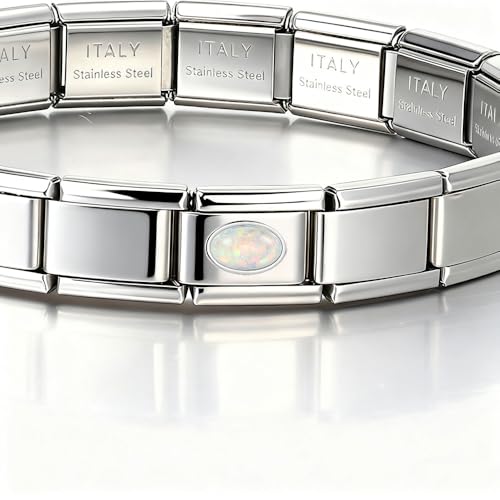 Italian Bracelet Charm,9mm,April,Birthday & Date > Birth Stone - Simple Ellipse - color: October