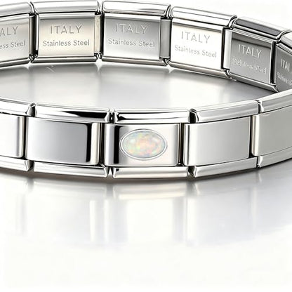 Italian Bracelet Charm,9mm,April,Birthday & Date > Birth Stone - Simple Ellipse - color: October