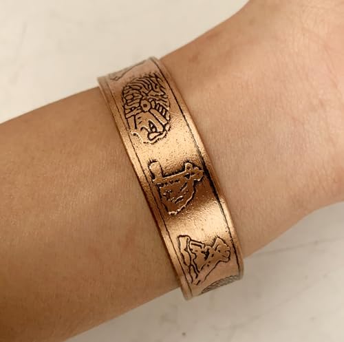 Touchstone magnetic copper bracelets for men women in gift box, engraved | 100% pure solid real adjustable bangle bracelet cuff jewelry; 12X ultra strength with 3500 gauss neodymium magnets; - style: Tribal Boho Chic Inspired