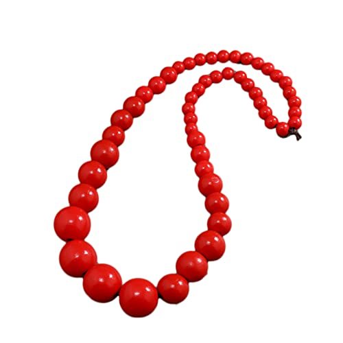 COLORFUL BLING Ethnic Large Chunky Wooden Beaded Necklaces Boho African Statement Necklace Handmade Tribal Collar Choker Bib Jewelry - color: long red
