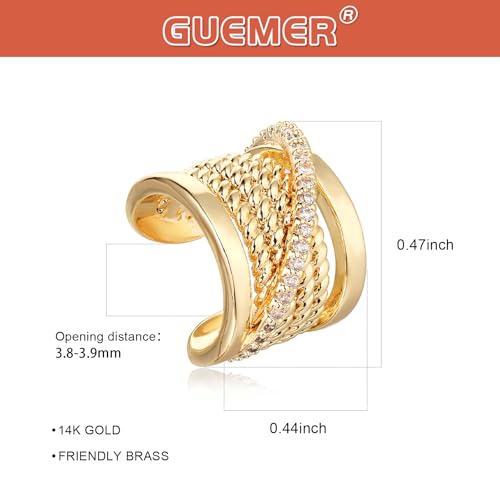 Chunky Ear Cuff Earrings for Women Single | Non Piercing, Clip On, 14K Gold Plated, Cubic Zirconia, Hypoallergenic, Jewelry Gifts - style: Single-line cross