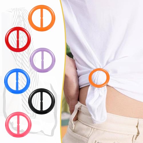 12PCS Silk Scarf Ring Clip T-shirt Tie Clips for Women Fashion Resin Ring Scarves Clasp Waist Buckle for Shirts Wrap Holder with 1 Exquisite Box 12 Colors (Rainbow Style)