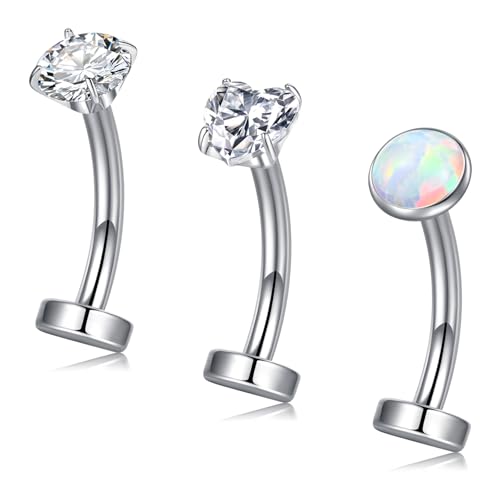 VCMART Belly Button Ring Belly Button Piercing Belly Rings Dangle Belly Button Rings Surgical Steel Clicker Floating Belly Button Rings for Women 14G Silver Gold Belly Navel Piercings Jewelry - color: A1 -3pcs, silver