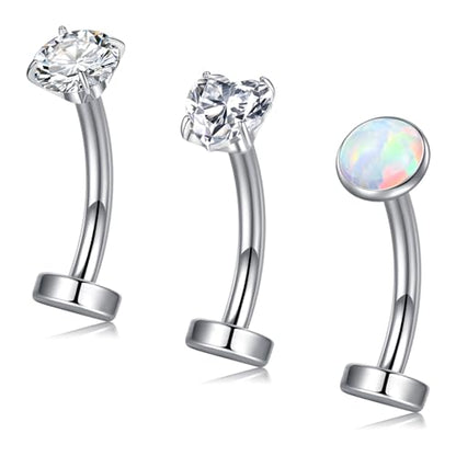 VCMART Belly Button Ring Belly Button Piercing Belly Rings Dangle Belly Button Rings Surgical Steel Clicker Floating Belly Button Rings for Women 14G Silver Gold Belly Navel Piercings Jewelry - color: A1 -3pcs, silver