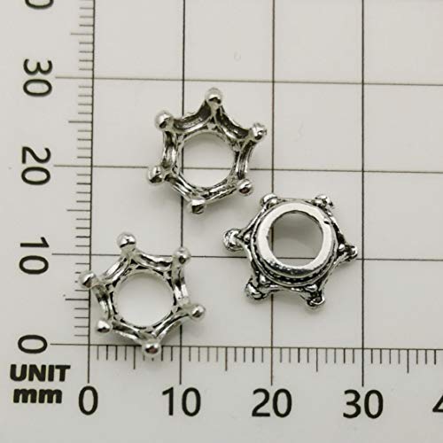 iloveDIYbeads 60pcs Mixed Antique Silver Bronze Gold 3D King Crown Loose Spacer Bead,Craft Supplies Crown Charms for Jewelry Making Accessory Findings (M264) - color: Crown Charms