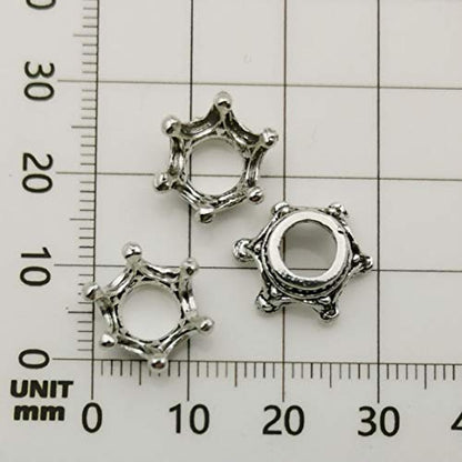 iloveDIYbeads 60pcs Mixed Antique Silver Bronze Gold 3D King Crown Loose Spacer Bead,Craft Supplies Crown Charms for Jewelry Making Accessory Findings (M264) - color: Crown Charms