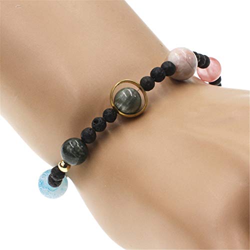 ONLYJUMP Planet Bracelet Solar System Universe Galaxy Bracelet Handmade Natural Stone Bead Bracelet String Adjustable Astronomy Gifts Bangle for Women Men - color: Planet 1