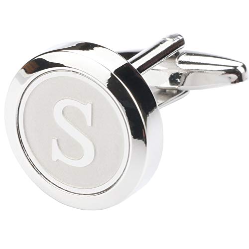 Mens Classic Stainless Steel Initial Cufflinks 26 Alphabet Initial Letter Cufflinks Business Wedding Shirts A-Z - style: S
