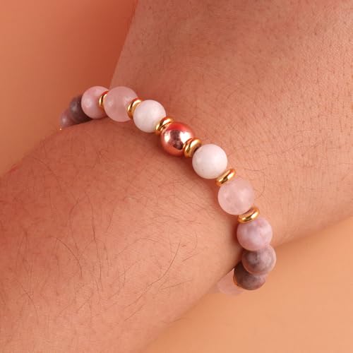 KSQS Healing Stone Bead Bracelet for Women, Natural Gemstones Balance Protection Bracelet, Spiritual Crystal Beads Bracelet Anxiety Relief with Meaning Card - color: Love Awakening