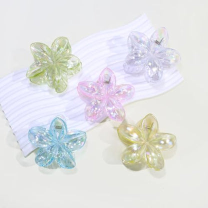 5 Pack Flower Hair Claw Clips for Women Hawaiian Plumeria Claw Clip (Laser) | Strong Hold Nonslip Large Hair Clip for Beach Holiday Thick Thin Hair Accessories - color: Laser