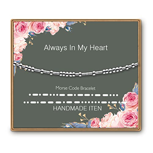 ASELFAD Morse Code Bracelets for Women, Funny Best Friend Birthday Gifts for Women Friendship Bracelets, Inspirational Jewelry, Teen Girl Gifts Trendy Stuff - style: Always In My Heart