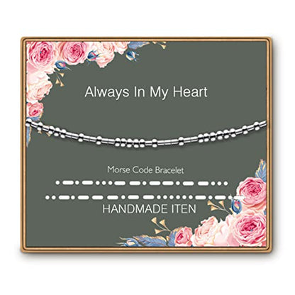 ASELFAD Morse Code Bracelets for Women, Funny Best Friend Birthday Gifts for Women Friendship Bracelets, Inspirational Jewelry, Teen Girl Gifts Trendy Stuff - style: Always In My Heart
