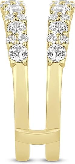 Dream Jewels 3.00Ct Round Cut Lab Created Moissanite Enhancer Guard Wrap wedding Band Ring, 14K Yellow Gold Over 925 Silver Pass Diamond Tester