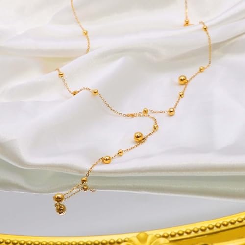 Lariat Gold Necklace for Women, Dainty Long Necklace Gold/Silver Plated Y-Shaped Pendant Necklace, Trendy Drop Necklaces Simple Gold Jewelry Gifts For Women - style: Modern