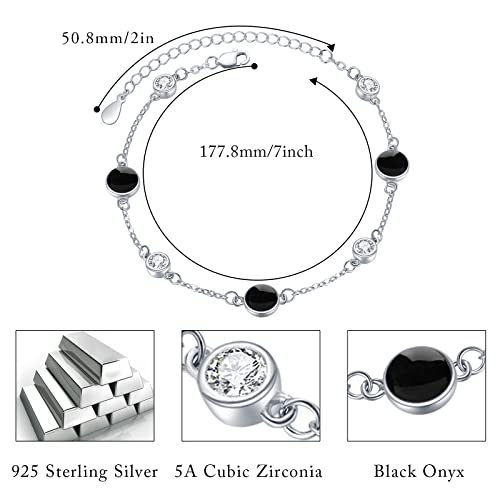 925 Sterling Silver Bohemia Hawaiian Beach Mermaid Floral Bracelet Birthday Graduation Gifts for Women with Gifts Box - style: 22-Black Onyx
