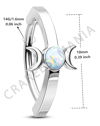 CM Crareesi Mania Moon Phase Belly Button Rings 14G Reversed Belly Rings for Women 316L Surgical Steel Belly Piercing Clicker Ring