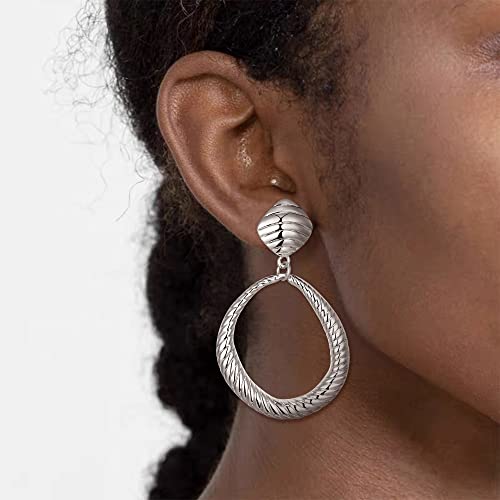 FANZE 2-3 Pairs Clip on Earrings Drop Earrings Set,Big Matte Gold Earrings Statement Earrings Jewelry Gift for Women - color: Set-4