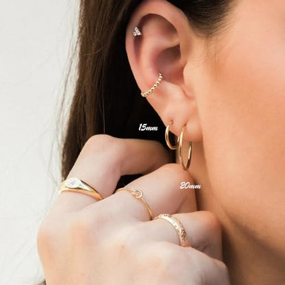 Minimalist Hoops for Women - 14K Gold Open Huggie Hoop Earrings, Hypoallergenic Tiny Hoops in Gold and Silver (Set of 1-5 Pairs) - color: 14K Gold - 20mm (1 Pairs)