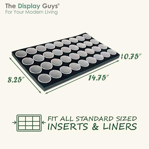2-Pack 36-Jars Velvet Foam Padding Jewelry Container Inserts - Tray/Case Liners - Medium Gem, Beads, Collectibles Storage Box (Black) by The Display Guys - color: Black, size: Jars - 36