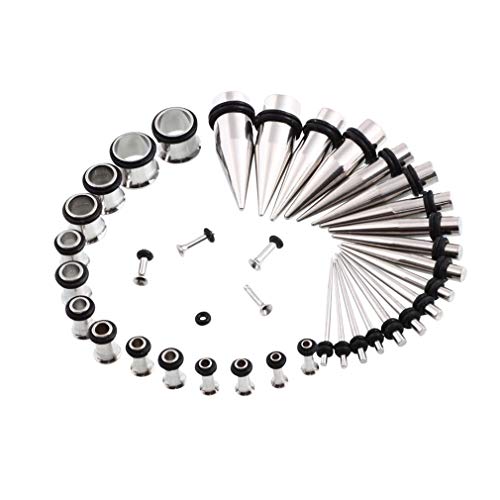 36pcs Ear Stretching Kit 14G-00G Surgical Steel Tapers Tunnels Gauges Set for Starter Women and Men Expanders Body Piercing Jewelry - color: Rose Goldtone…