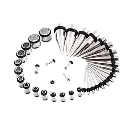 36pcs Ear Stretching Kit 14G-00G Surgical Steel Tapers Tunnels Gauges Set for Starter Women and Men Expanders Body Piercing Jewelry - color: Rose Goldtone…