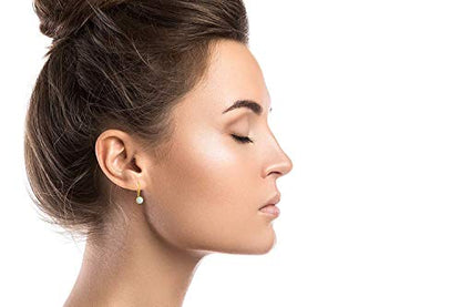 14K Gold Plated 925 Sterling Silver Hypoallergenic 4mm Round Genuine Birthstone Solitaire Screwback Stud Earrings - color: Leverback Yellow Gold Opal