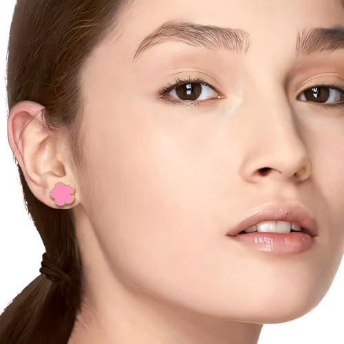 FLY FEI 18K Gold-Plated Four Leaf Clover Bracelet for Women,Adjustable lucky Bracelet Set Jewelry Gift-Hypoallergenic Charm for Birthdays, Wellness & Daily Wear - color: style07-pink set(3pcs)