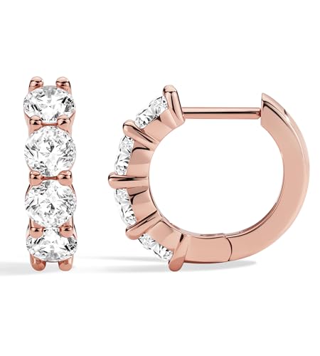 ASHINE 14K Gold Plated 925 Sterling Silver Post Pave Cubic Zirconia Hoop Cuff Huggie Earrings Jewelry for Women Girls - color: Rose Gold