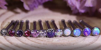 18G 20G 22G Nose Rings Studs 316L Surgical Steel Straight Screw L Shaped Nose Studs for Women Men CZ Opal Size 1.5mm 2mm 2.5mm 3mm - color: 18G-Straight Studs-Opal/CZ 1.5MM