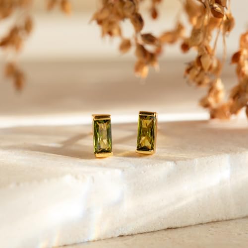 Birthstone Stud Earrings for Women 18K Gold Plated Stainless Steel Crystal Earrings Birthday Gift - color: 11 November