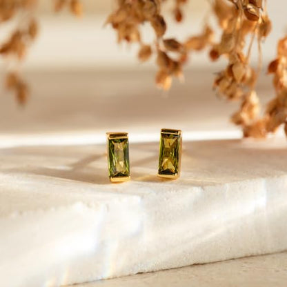 Birthstone Stud Earrings for Women 18K Gold Plated Stainless Steel Crystal Earrings Birthday Gift - color: 05 May