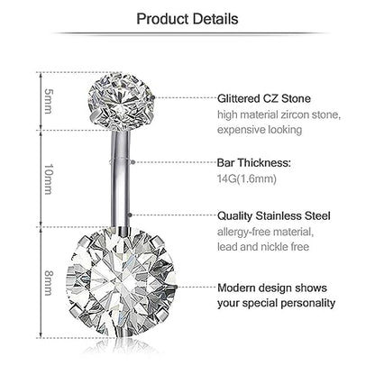 Briana Williams Belly Button Ring Belly Rings Belly Button Piercing Gold Belly Button Ring for Women Clicker Belly Ring Belly Piercing Stainless Steel 14g 10mm Blley Navel Rings Piercing Jewelry - color: A1 -10pcs