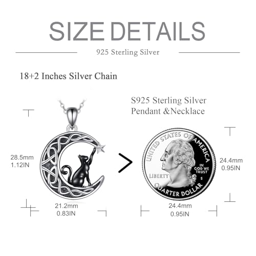 925 Sterling Silver Moon Black Cat Necklace for Women Cat Jewelry - style: J-Black Cat Moon Necklace