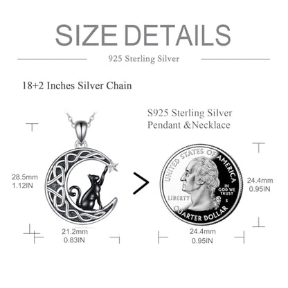 925 Sterling Silver Moon Black Cat Necklace for Women Cat Jewelry - style: J-Black Cat Moon Necklace