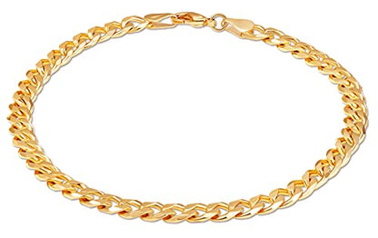 Barzel 18K Gold Plated Curb Link Anklet For Women, 10 Inches - Made In Brazil