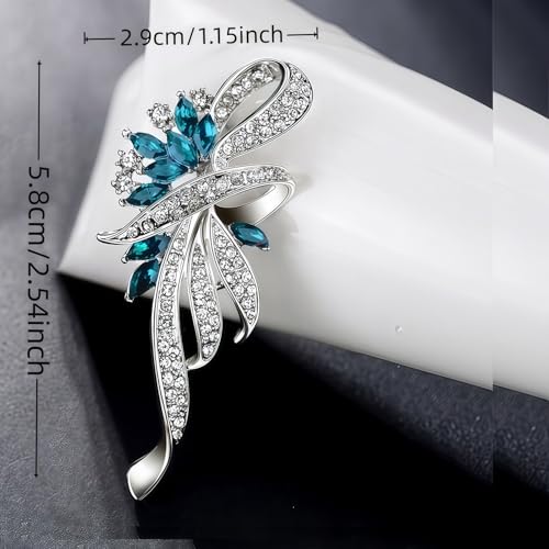 2pcs Rhinestone Brooch Pin for Women Dress Elegant Stylish Crystal Brooches Fashion Accessories Pins Lapel Boutonniere Ideas Wedding Christmas Birthday Jewelry Easter Gift - color: 07 Royal Blue/Gold