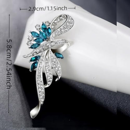 2pcs Rhinestone Brooch Pin for Women Dress Elegant Stylish Crystal Brooches Fashion Accessories Pins Lapel Boutonniere Ideas Wedding Christmas Birthday Jewelry Easter Gift - color: 07 Royal Blue/Gold